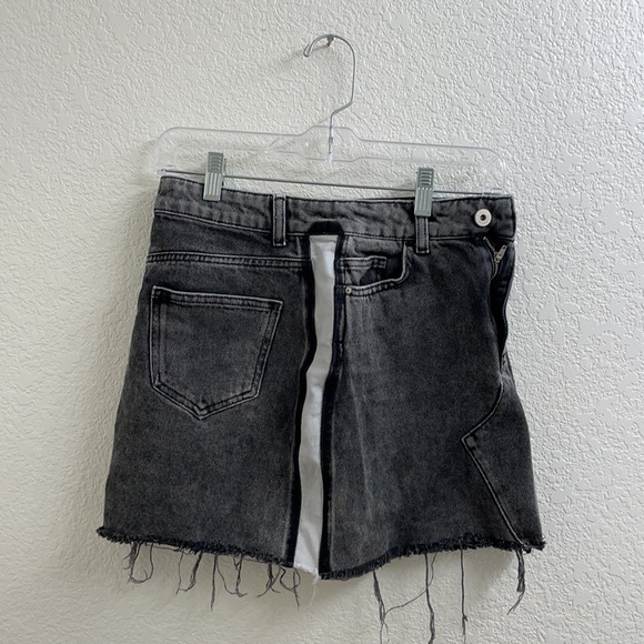 Zara grey denim skirt with white stripe - Picture 3 of 5
